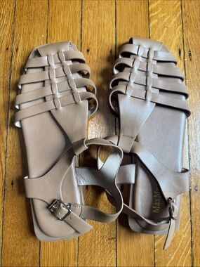 Tan Strappy Flat Sandals